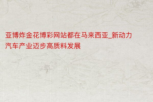 亚博炸金花博彩网站都在马来西亚_新动力汽车产业迈步高质料发展