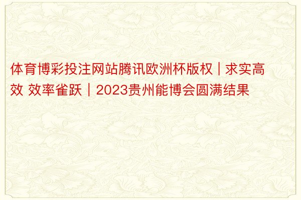 体育博彩投注网站腾讯欧洲杯版权 | 求实高效 效率雀跃｜2023贵州能博会圆满结果