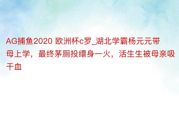 AG捕鱼2020 欧洲杯c罗_湖北学霸杨元元带母上学，最终茅厕投缳身一火，活生生被母亲吸干血