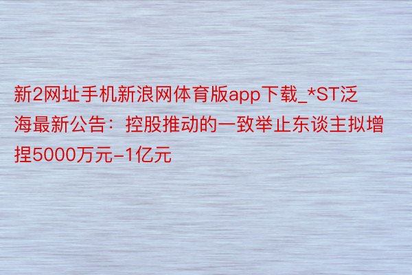 新2网址手机新浪网体育版app下载_*ST泛海最新公告：控股推动的一致举止东谈主拟增捏5000万元-1亿元