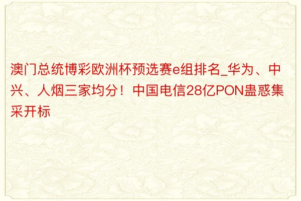 澳门总统博彩欧洲杯预选赛e组排名_华为、中兴、人烟三家均分！