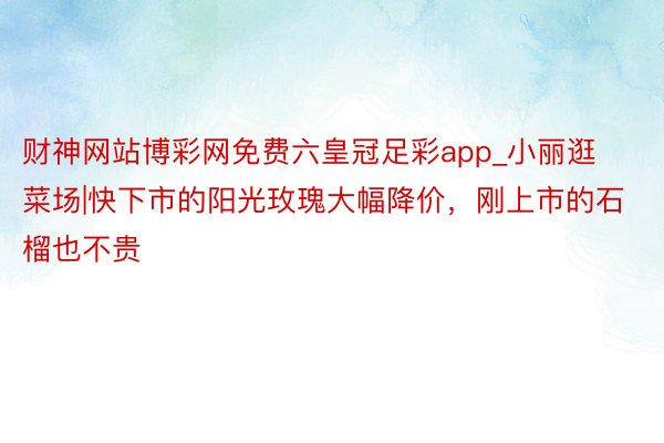 财神网站博彩网免费六皇冠足彩app_小丽逛菜场|快下市的阳光玫瑰大幅降价，刚上市的石榴也不贵